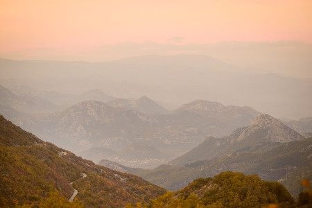 Landscape with the image of mountain sunsetの写真素材