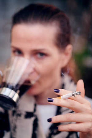 Portrait of a girl with a cigarette