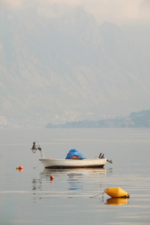 The image of boat in a Kotor  bay, Montenegroの写真素材