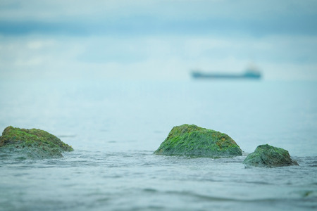 Ship in the open seaの写真素材