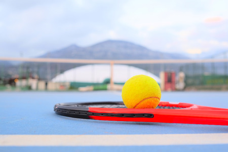 The image of tennis ball and tennis racketの写真素材