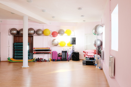 Interior of a modern fitness hallの写真素材