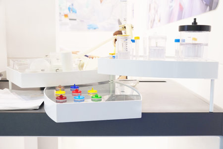 Insert blood tubes in a lab