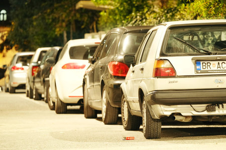 Bar, Montenegro, October, 27, 2015: cars on a parking in Bar, Montenegro