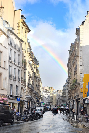 Paris, France, February 8, 2016: rainbow over Paris, Franceのeditorial素材