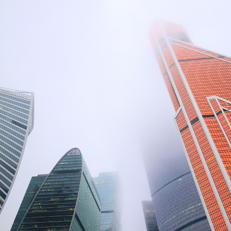 Skyscrapers in a high mistのeditorial素材
