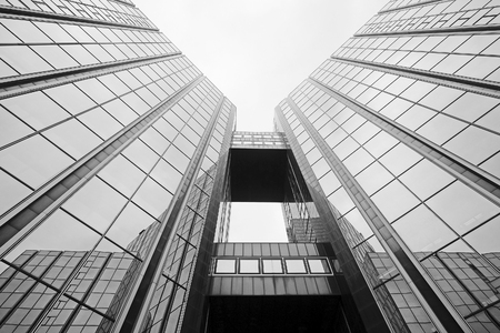 Defense, Paris, France, February 9, 2016: sky-scrapers in a Paris district Defense. Because of it's modern 
architecture this district is called the Paris Manhattanのeditorial素材