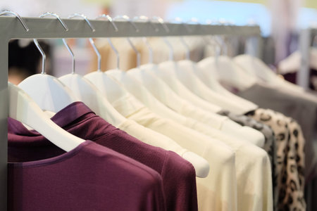 The image of clothes on a hanger in clothes shop