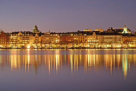 Stockholm, Sweden - March, 16, 2016: night landscape with the image of Stockholm, Swedenのeditorial素材