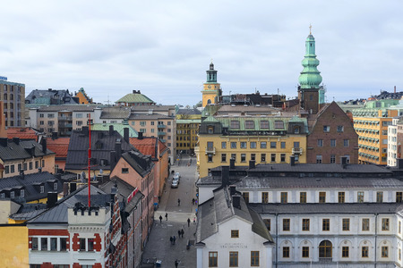 Stockholm, Sweden - March, 19, 2016: multystoried inhabited buildings in Stockholm, Swedenのeditorial素材