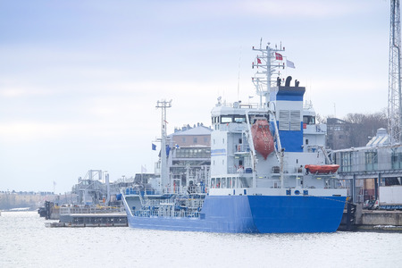 Helsinki, Finland - March, 14, 2016: cargo ship in Helsinki , harbour, Finlandのeditorial素材
