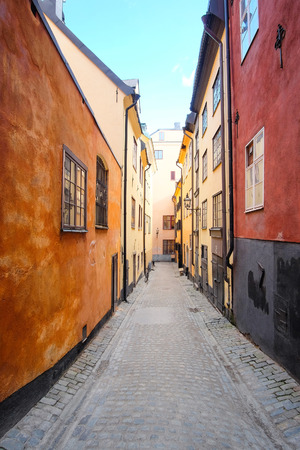 Stockholm, Sweden - March, 16, 2016: landscape with the image of Old Town street in Stockholm, Swedenのeditorial素材