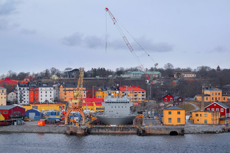 Stockholm, Sweden - March, 19, 2016: The image of shipyard in Stockholm, Swedenのeditorial素材