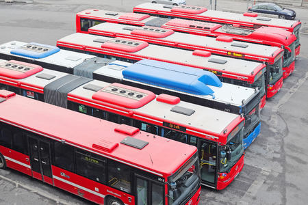 Stockholm, Sweden - March, 16, 2016: bus in the center of Stockholm, Swedenのeditorial素材