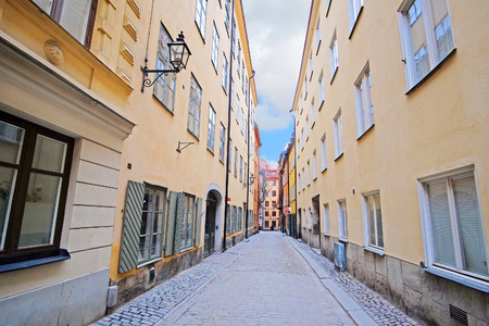 Stockholm, Sweden - March, 16, 2016: landscape with the image of Old Town street in Stockholm, Swedenのeditorial素材