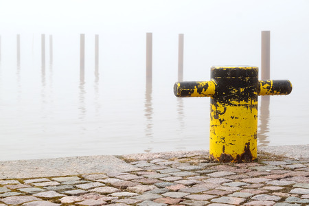 harbour in a fog in Helsinki, Finlandの写真素材