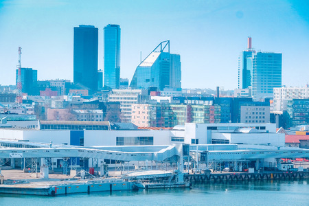 Tallin, Estonia - April, 6, 2016: view of Tallin harbour, Estoniaのeditorial素材