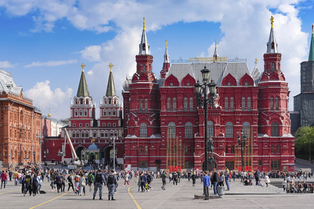 Moscow, Russia - May, 6, 2016: the square opposite to the Historical museum in Moscow, Russiaのeditorial素材