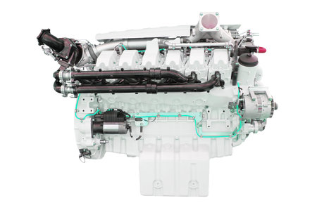 The image of an engine isolated under the white background