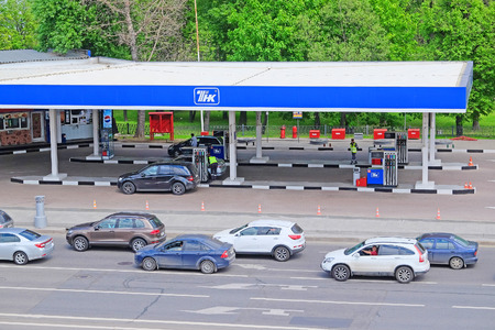 Moscow, Russia - May, 11, 2016: refuelling station in Moscow, Russiaのeditorial素材