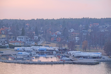 Stockholm, Sweden - March, 16, 2016: landscape with the image of Baltic sea near Stockholm, Swedenのeditorial素材