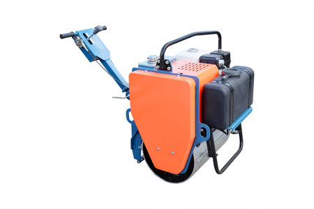 The image of a road rollers under the white background