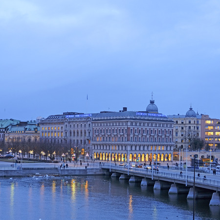 Stockholm, Sweden - March, 16, 2016: night cityscape with the image of a center of Stockholm, Swedenのeditorial素材