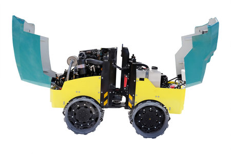 The image of a road rollers under the white background