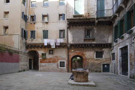 Venice, Italy, July, 7, 2016: inhabited house in Venice, Italyのeditorial素材