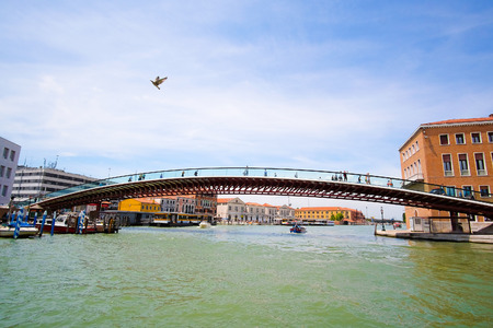 Venice, Italy, June, 21, 2016: landscape with the image of boats on a channel in Venice, Italyのeditorial素材