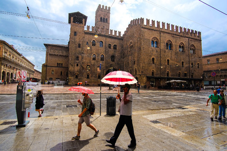 Bologna, Italy - June, 18, 2016: street in a center of an old town in Bologna, Italyのeditorial素材