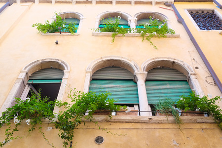 Venice, Italy, June, 21, 2016: facade of an ancient house in Venice, Italyのeditorial素材