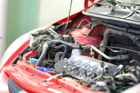The image of a car engine compartment