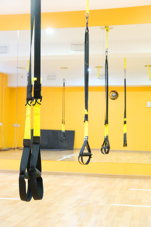 aerial ribbons in a modern fitness hall の写真素材