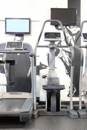 The image of treadmills in a fitness hall