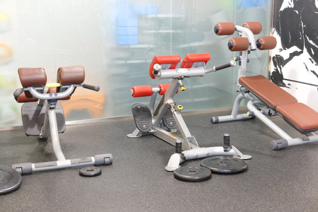 Interior of a fitness hall with fitness equipment