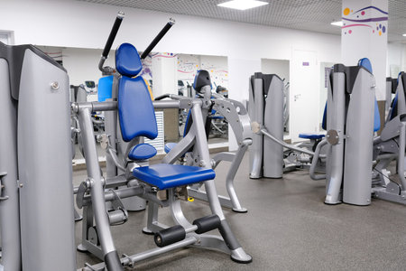 Interior of a fitness hall with fitness equipment