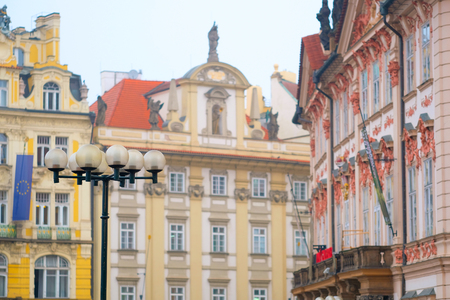 Prague, Czechia - November, 21, 2016: front of a building on Old Town Square in Prague, Czechiaのeditorial素材