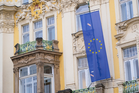 Prague, Czechia - November, 21, 2016: front of a building on Old Town Square in Prague, Czechiaのeditorial素材