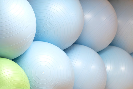 Exercise balls in fitness centerの写真素材