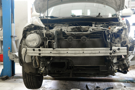 Car in a car repair stationの写真素材