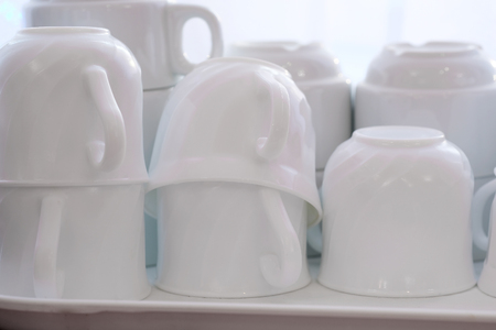 The image of a cups on a trayの写真素材