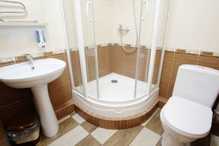 Interior of a toilet and a bathroomの写真素材