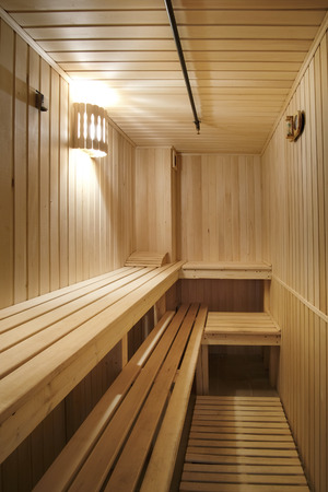 Interior of a sauna sweating-roomのeditorial素材
