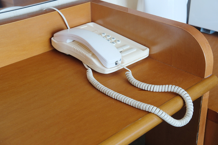 telephone stands on a tableの写真素材