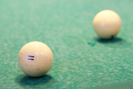 The image of billiard balls on a table