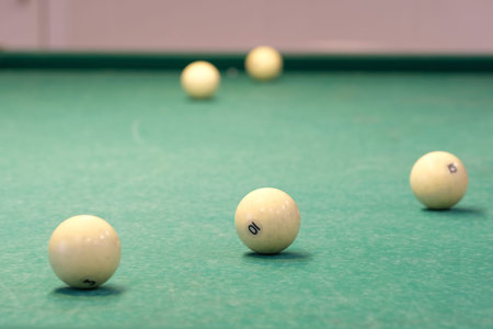 The image of billiard balls on a table