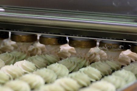 biscuit 	production in a bakeryの写真素材
