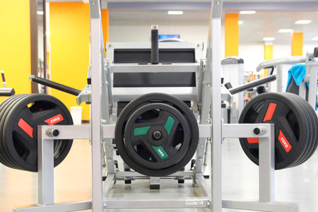 Weights in a fitness hall