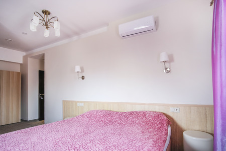 Interior of a hotel bedroomの写真素材